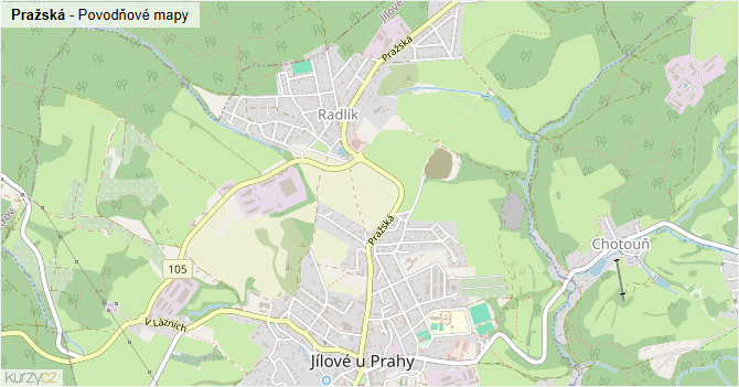 Pražská - záplavové mapy stoleté vody