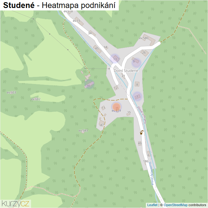 Mapa Studené - Firmy v části obce.