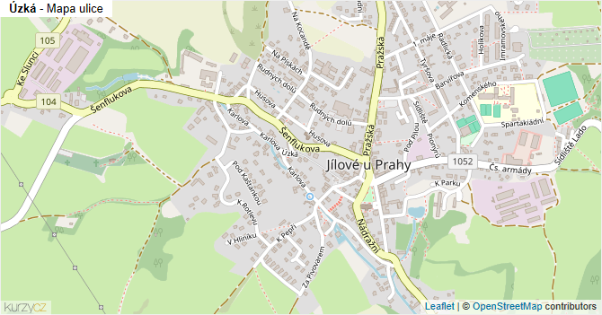 Úzká - mapa ulice