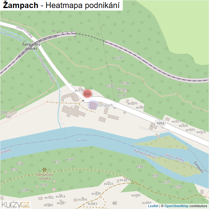 Mapa Žampach - Firmy v části obce.