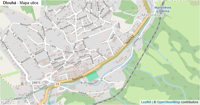 Dlouhá - mapa ulice