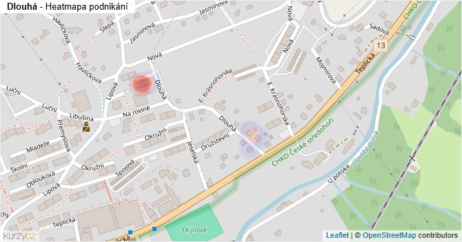Dlouhá - mapa podnikání