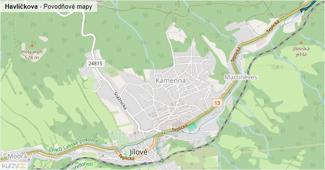 Havlíčkova - záplavové mapy stoleté vody