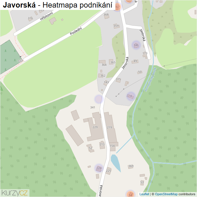 Mapa Javorská - Firmy v ulici.