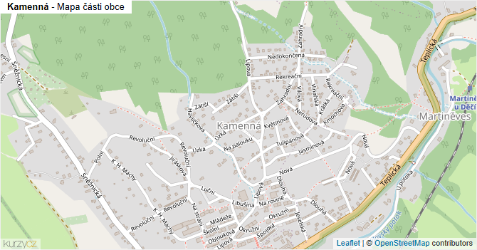 Kamenná - mapa části obce