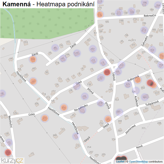 Mapa Kamenná - Firmy v části obce.