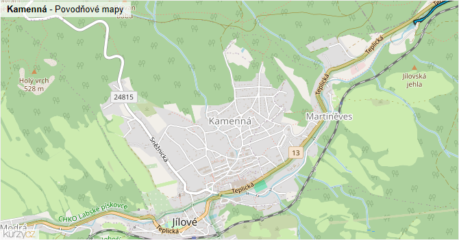 Kamenná - záplavové mapy stoleté vody