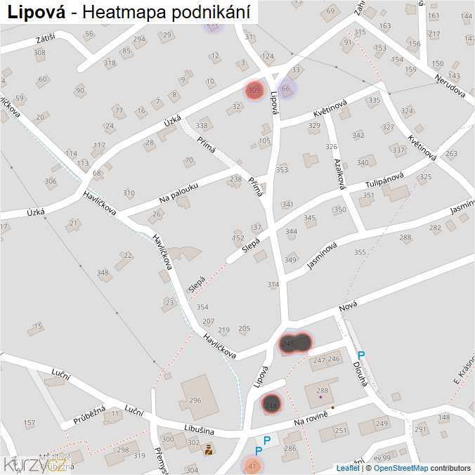 Mapa Lipová - Firmy v ulici.
