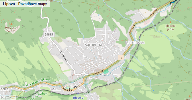 Lipová - záplavové mapy stoleté vody