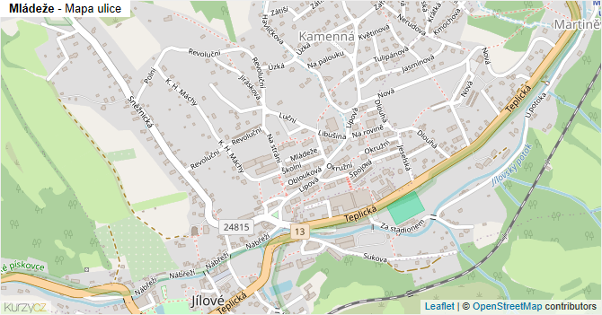 Mládeže - mapa ulice