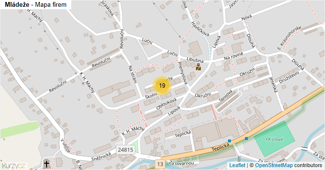 Mládeže - mapa firem