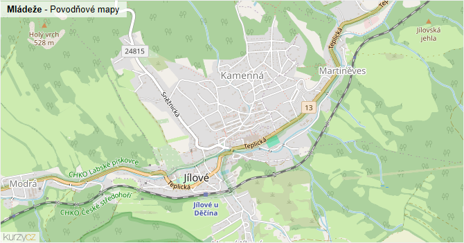 Mládeže - záplavové mapy stoleté vody