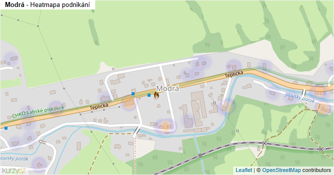 Modrá - mapa podnikání