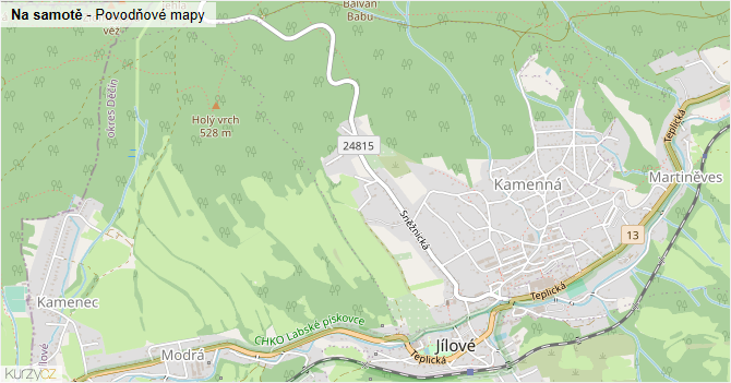 Na samotě - záplavové mapy stoleté vody