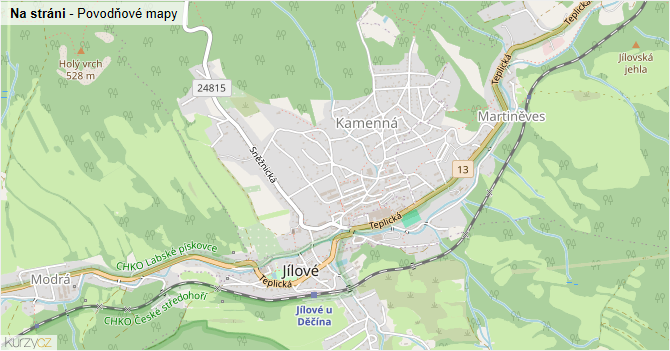 Na stráni - záplavové mapy stoleté vody