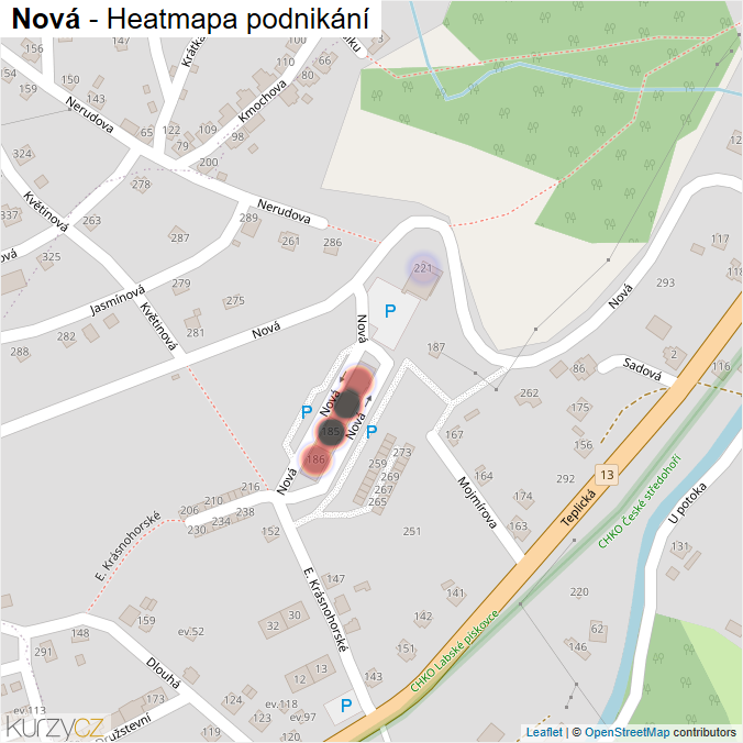 Mapa Nová - Firmy v ulici.