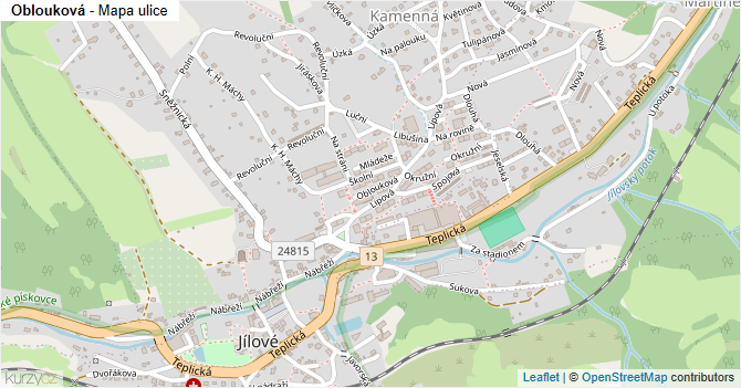 Oblouková - mapa ulice
