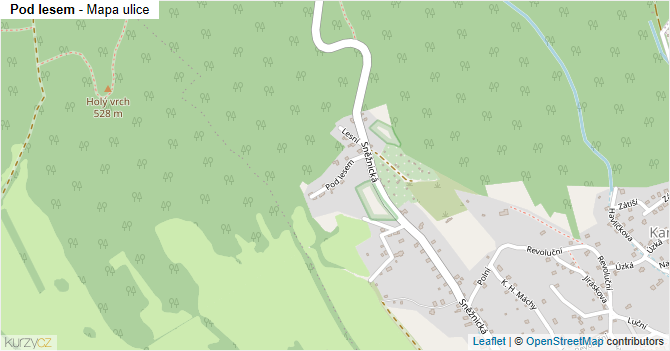 Pod lesem - mapa ulice