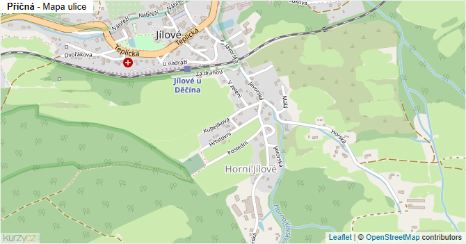 Příčná - mapa ulice