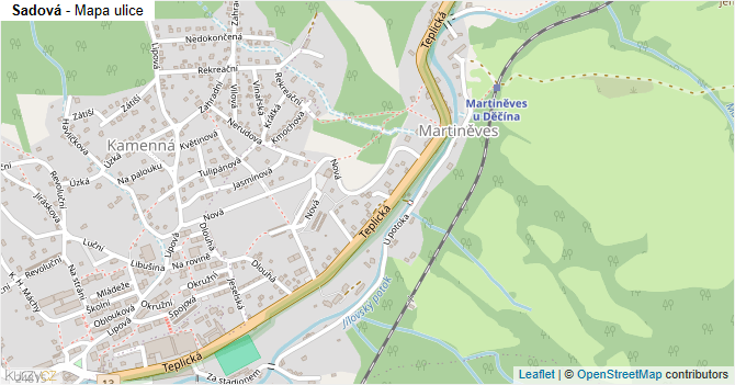 Sadová - mapa ulice