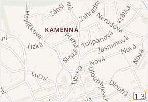 Slepá v obci Jílové - mapa ulice