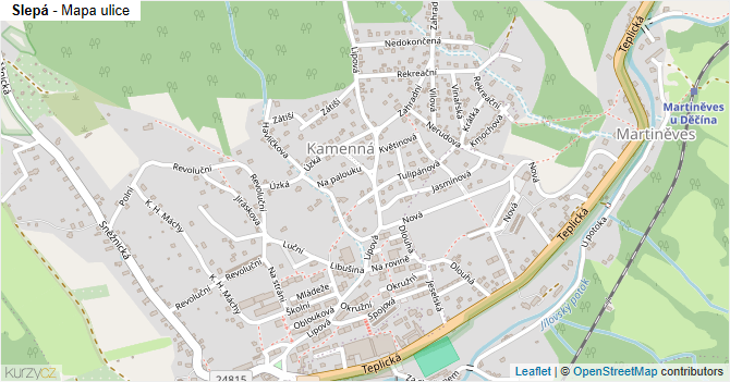 Slepá - mapa ulice