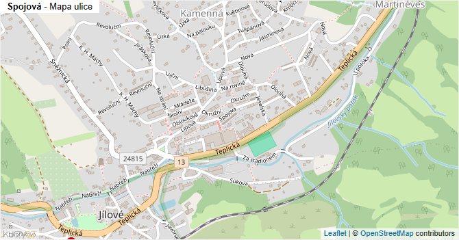 Spojová - mapa ulice