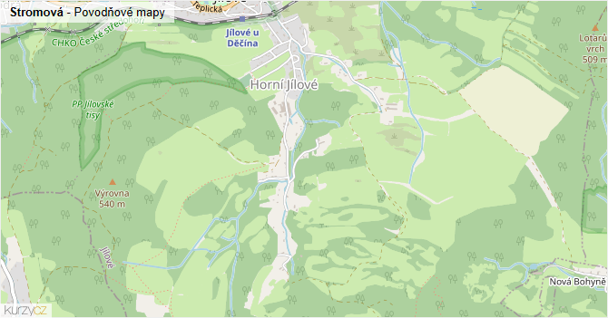 Stromová - záplavové mapy stoleté vody