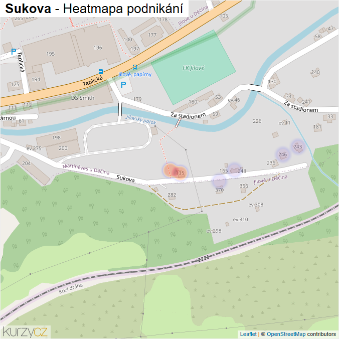 Mapa Sukova - Firmy v ulici.