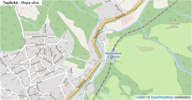 Teplická - mapa ulice