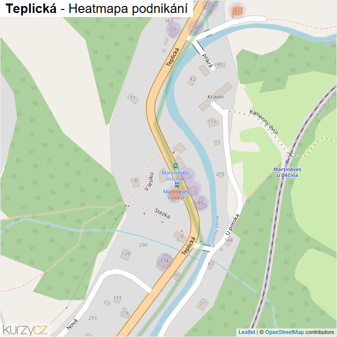 Mapa Teplická - Firmy v ulici.