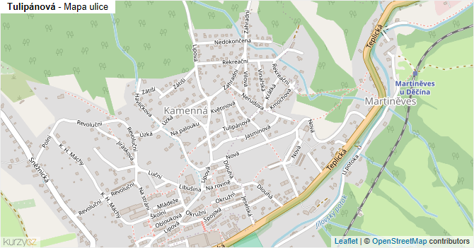 Tulipánová - mapa ulice