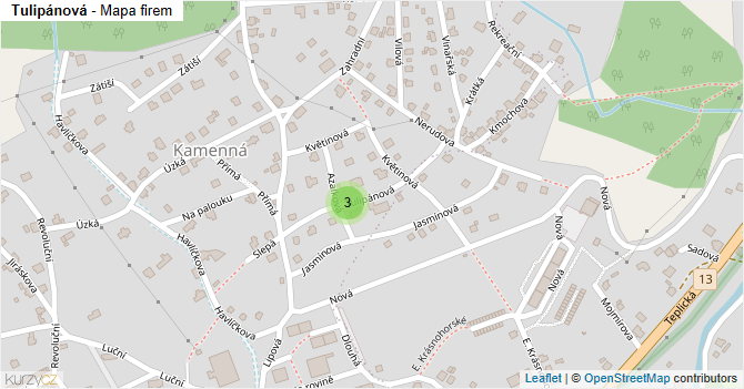Tulipánová - mapa firem