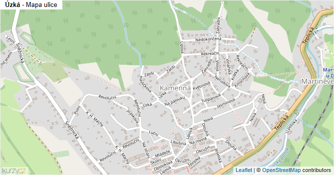 Úzká - mapa ulice