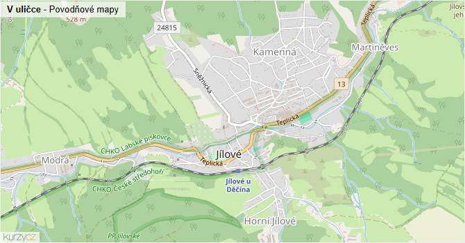 V uličce - záplavové mapy stoleté vody