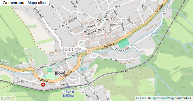 Za továrnou - mapa ulice