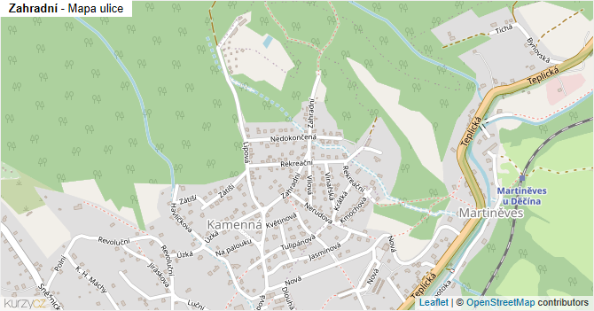 Zahradní - mapa ulice