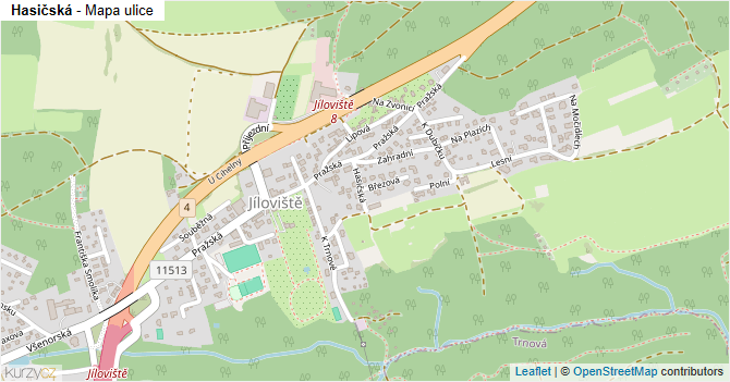 Hasičská - mapa ulice