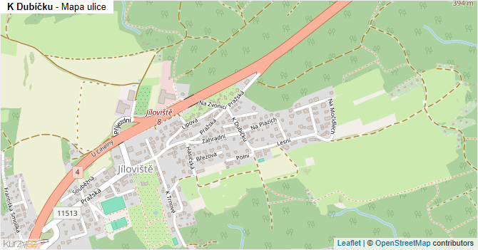K Dubíčku - mapa ulice