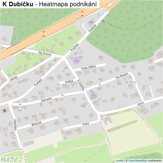 Mapa K Dubíčku - Firmy v ulici.