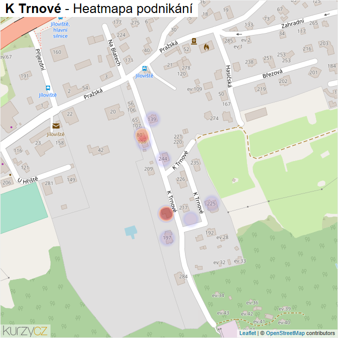 Mapa K Trnové - Firmy v ulici.
