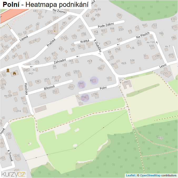 Mapa Polní - Firmy v ulici.