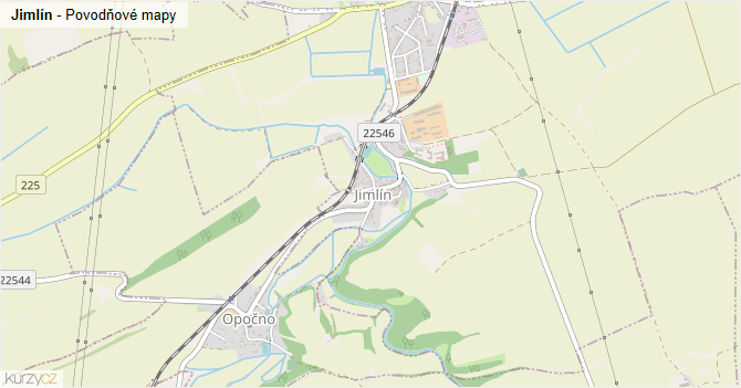 Jimlín - záplavové mapy stoleté vody