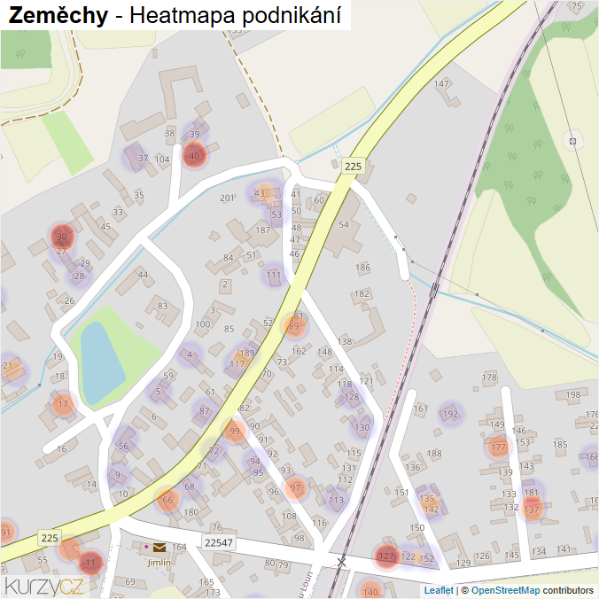 Mapa Zeměchy - Firmy v části obce.