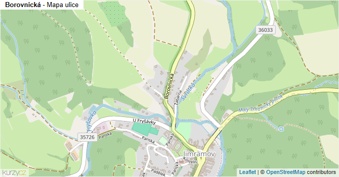 Borovnická - mapa ulice