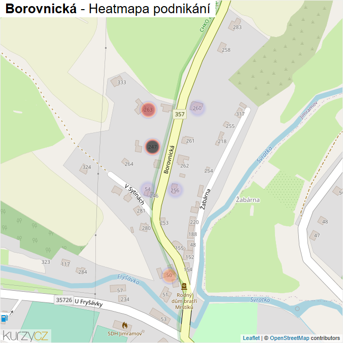 Mapa Borovnická - Firmy v ulici.