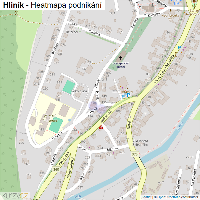 Mapa Hliník - Firmy v ulici.