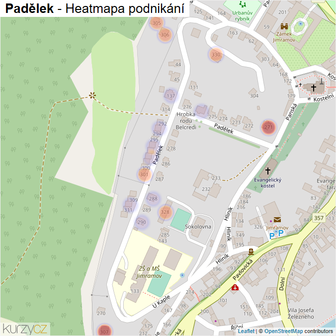 Mapa Padělek - Firmy v ulici.