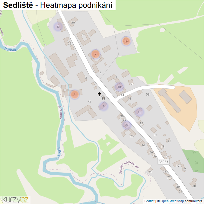 Mapa Sedliště - Firmy v části obce.