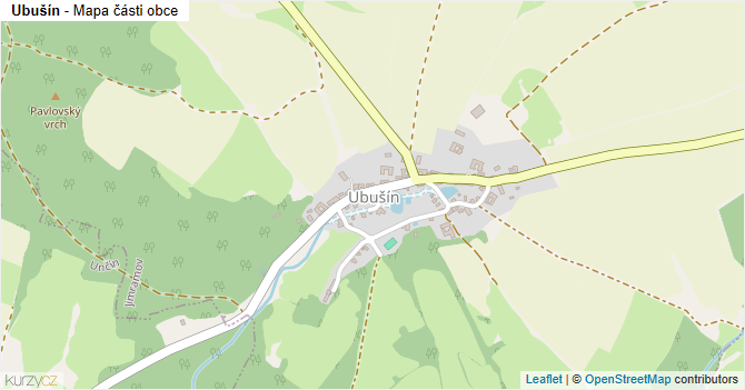 Ubušín - mapa části obce